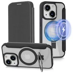 【スタンド機能&手帳型・2024新型】ハット iPhone 15 Plus 用 ケース いphone15plus ケース 手帳型 [MagSafe対応・隠しスタンド] 全面保護 耐衝撃 手帳型 レザーケース カード収納1枚 小銭入れ ワイヤレス充電 滑り止 0