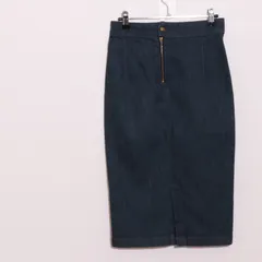 ★美品★ EDWIN エドウィン スカート　タイト　ミディ丈　デニム　DRESS 大草直子コラボ　綿混　シルク混  ネイビー 送料無料 古着 レディース