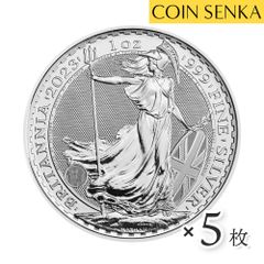 イギリス 2023 チャールズ3世 ブリタニア 2ポンド 1オンス 地金型銀貨 【5枚】 (コインケース付き) m2590