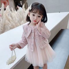 キッズ 子供服 入園式 トップス+ノースリーブワンピース 2点セット 女の子 春秋 ゆったり 可愛い 長袖 KSEA316（2色90-140)