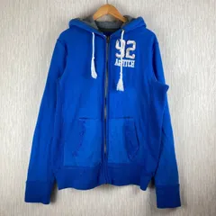 Abercrombie & Fitch アバクロンビーアンドフィッチ パーカー スウェット プルオーバー デカロゴ 刺繍入り ブルー メンズ XLサイズ 古着 ストリート カジュアル アメカジ　ジップパーカー