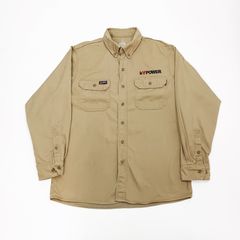 LAPCO FR ラプコ 長袖 ワークシャツ 企業ロゴ 刺繍 ベージュ系 Ｍ B202507