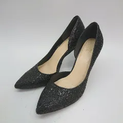 ◇ REZOY リゾイ グリッターラメ ポインテッドトゥ 結婚式 パンプス サイズ24 1/2 ブラック レディース E  【1305290013648】
