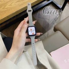 Apple Watch 本革 レザー ベルト 韓国 人気 細み グレー