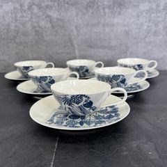 美濃焼き 知山窯 ティーカップ＆ソーサー 6客セット 洋和食器 和モダン 和アンティークデッドストック 陶磁器 【中古】/600382