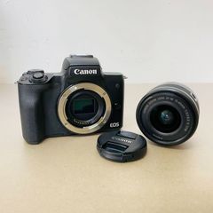 キャノン 　Canon EOS Kiss M　ブラック 　EF-M 15-45mm  F 3.5-6.3 　IS STM 　レンズキット 充電器、バッテリー付属 C2114  80サイズ発送