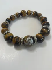 大玉 16mm 13mm4つ11mm5つ9mm6つオニキス金彫×タイガーアイ×ブレスレット 天然石 パワーストーン ブレスレット