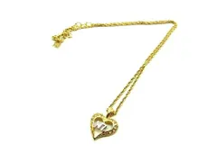 ■美品■ NINA RICCI ニナリッチ ラインストーン ハート ネックレス ペンダント アクセサリー レディース ゴールド系 DF1273