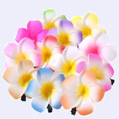 在庫処分 24個セット 12色 6cm ヘッドドレス 髪飾り ハワイ ヘアクリップ ヘアクリップ ヘアアクセサリー プルメリア花 花 ヘアピン お花 Frcolor