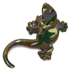 ワッペン トカゲ（ヤモリ） マジックテープ着脱式 ミリタリー 刺繍パッチ