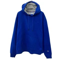 Champion 無地 スウェット パーカー L ブルー チャンピオン 裏起毛 ツートーンフード ワンポイントロゴ 古着卸 アメリカ仕入 a709-5076