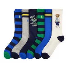 ポロラルフローレン：POLO ATHLETIC CLUB BEAR CREW ソックス 6PK (アソート)