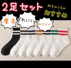 2足セット ライン ボーダー カレッジ風 ソックス レディース 靴下 ショート レッド ブラック ブラウン グリーン