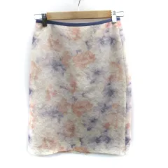 アプワイザーリッシェ Apuweiser-riche フレアスカート ひざ丈 花柄 レース 刺繍 2 マルチカラー ライトベージュ /SM29