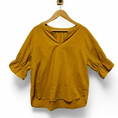 ロペピクニック　ブラウス　半袖　サイズ38　マスタード　無地　袖フリル