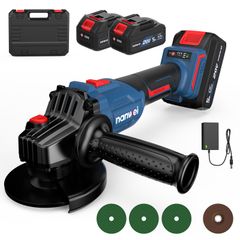 NANWEI 充電式ディスクグラインダー マキタ18Vバッテリ互換 コードレスグラインダー ブラシレスモーター 三段階変速 切断・研削・研磨 4.0Ahバッテリー2個