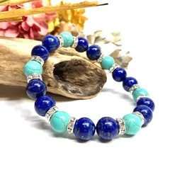 ラピスラズリ&ターコイズ パワーストーン ブレスレット (シルバー) 10mm メンズ・レディース 成功 人間関係 ストレス お守り [3] #2