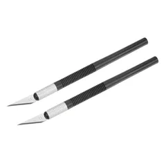 uxcell アートクラフトナイフセット 彫刻刀2本とSK5 合金工具鋼刃2枚付き スクラップブッキング ステンシル趣味 DIY用 PVCハンドル ブラック (2セット入り)
