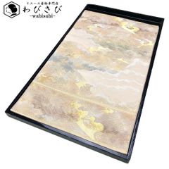 夏帯 名古屋帯 絽綴れ 縦柄織模様 金銀糸 生成り色 O-3783