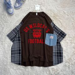 新品 リメイクブラウンTシャツ ピグメント ロゴプリント コットン フリー