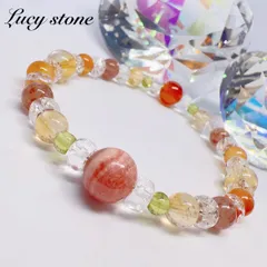 30.天然石 パワーストーン ブレスレット 数珠 15cm インカローズ シトリン