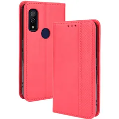 arrows We ケース 手帳 F-51B FCG01 アローズwe チェック柄 合革 レトロ 手帳 ケース 【Color】 レッドのサムネイル