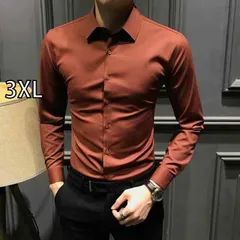 [3XL]秋冬 コーデ メンズ  服 シンプル ファッション オシャレ 大人 かっこいい 大きいサイズ ストリート 紳士服 無地 長袖 シャツ スリムフィット ビジネス 