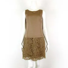 アンタイトル UNTITLED ワンピース ノースリーブ 花柄 レース ドッキング M 2 キャメルブラウン 茶色 タグ付 美品
