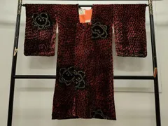 平和屋着物＃道行コート　ベロア　橘文　ロング丈　CAAW4923dy