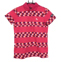 ★特価★【超美品】パーリーゲイツ 半袖ポロシャツ ピンク×ネイビー ロゴボーダー風 レディース 0 ゴルフウェア 2022年モデル PEARLY GATES