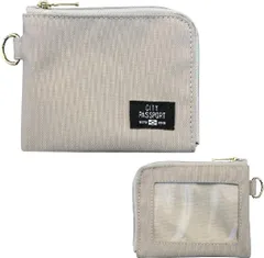 [CITYPASSPORT] シティパスポート ミニ財布 L字ファスナー パスケース icカード 定期入れ 財布 薄型 ミニウォレット 小さい財布 小銭入れ カードケース 日本製 (グレーベージュ)