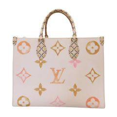 【中古】LOUIS VUITTON ルイヴィトン M22975 LV バイザプール オンザゴーMM ベージュ モノグラム ジャイアント ホワイト 白 パステルカラー 2WAYショルダー トートバッグ  A2501526 【無料ギフトラッピング承ります】