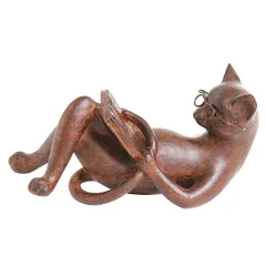 オブジェ 読書 ねこ 11027 （ 置物 オーナメント 猫 ネコ インテリア ミニ 猫グッズ おしゃれ かわいい 小さめ 置き物 キャット ネコグッズ ねこグッズ 猫雑貨 動物 アニマル ）