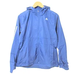 アディダス adidas タグ付き ナイロンジャケット パーカー フーディ L 青 0818