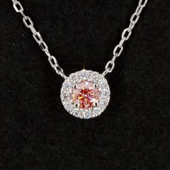 SV925（Ptコート）ラボグロウンピンクダイヤ0.16ct　プチネックレス