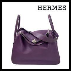 M【HERMES】リンディ 30 □Q刻印 2Way バッグ レザー アネモネ パープル/紫 シルバー金具 ショルダーバッグ ハンドバッグ エルメス (57267NM1)