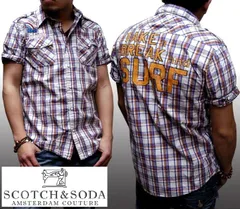 077 スコッチ&ソーダ シャツ 【400種類の品揃え】 SCOTCH&SODA スコッチアンドソーダ メンズ 半袖 チェック ウェスタン ワークシャツ ワッペン パープル オレンジ サファリ シャツ ボタンシャツ カジュアル ブランド ファッション