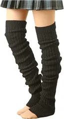 FUPUTWO レッグウォーマー レディース ロング ルーズソックス リブ編み( ブラック,  Free Size)