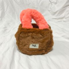 キャメルブラウンピンク【新品】バイカラーエコファーバッグカラフル韓国ファッション