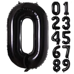Lausatek バルーン アルミ風船 数字0 ナンバー 40インチ 大きい 誕生日 ハッピーバースデー 飾り付け ウェディング 記念日 パーティー 黒 約90cm ブラック 1