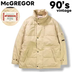 【極暖】 90s ヴィンテージ マクレガー McGREGOR キルティング ダウン ジャケット ウィンドブレーカー ジャンパー ロゴ ワッペン L ベージュ アメリカン カジュアル ウェア メンズ