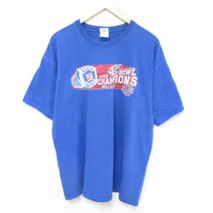 XL/古着 半袖 ビンテージ Tシャツ メンズ 00s NFL ニューヨークジャイアンツ 大きいサイズ コットン クルーネック 青 ブルー アメフト スー
