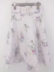 ◇ ◎ Apuweiser-riche 花柄 膝下丈 フレア スカート サイズ0 ライトパープル系 マルチ レディース P  【1304200022183】