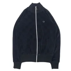 FRED PERRY ベロア トラックジャケット ジャージ 10 ブラック ブロックチェック コットン ワンポイントロゴ J2746 ポルトガル製