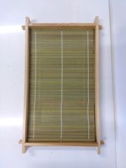 【開封済】ナガノ産業　2369　杉そばへぎ　3〜4人用  （クリア塗装・竹ス付）445x275xh45　内寸375x225　そば　そばへぎ　ざるそば　うどん　水切り