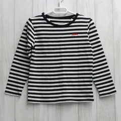 X-girl　エックスガール　ボーダー　長袖　Tシャツ　刺繍　ロゴ　ブラック×ホワイト　110