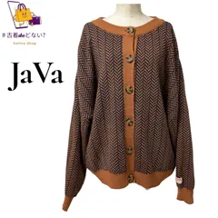 人気JaVaコラボ/M/大人シックなヘリンボーン柄カーディガン茶×黒 秋/冬/カジュアル