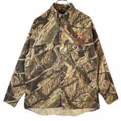 モッシーオークMossy Oak長袖カモフラージュシャツボタンダウンハンティングシャツ企業系ロゴ刺繍REALTREEリアルツリーカモ迷彩カーキブラウン茶色アウトドア森林自然vintageヴィンテージ40628