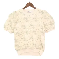 ZARA ザラ 春夏 現行タグ★ 花柄 フラワー 総柄 刺繍 シアー 半袖 ニット セーター トップス Sz.S レディース