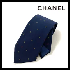 【CHANEL】ネクタイ SILK/シルク 100% ココマーク ネイビー レッド/赤 イエロー/黄色 総柄 シャネル (MM-330)